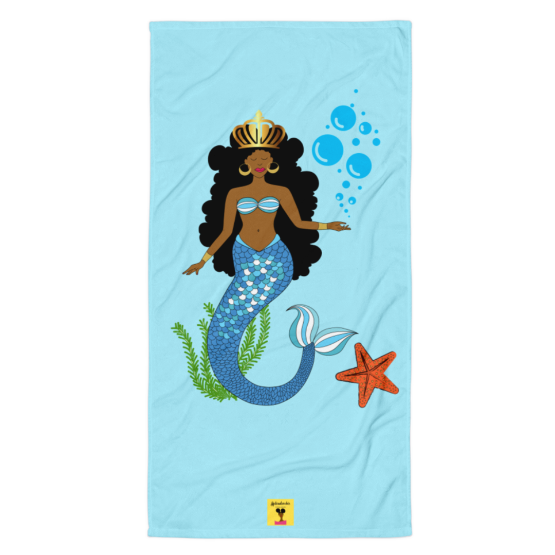 Black Mermaid Beach Towel