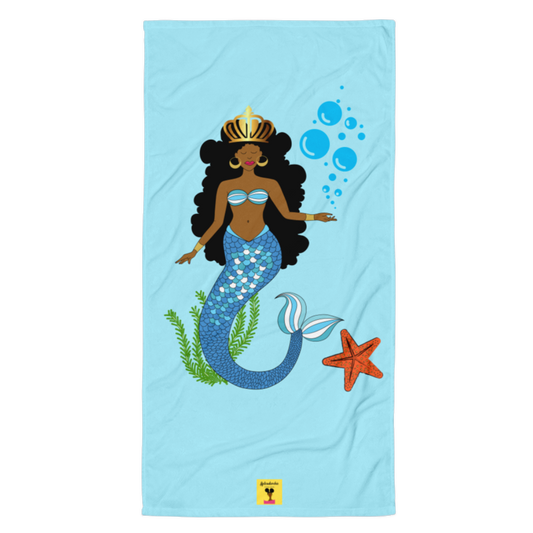 Black Mermaid Beach Towel
