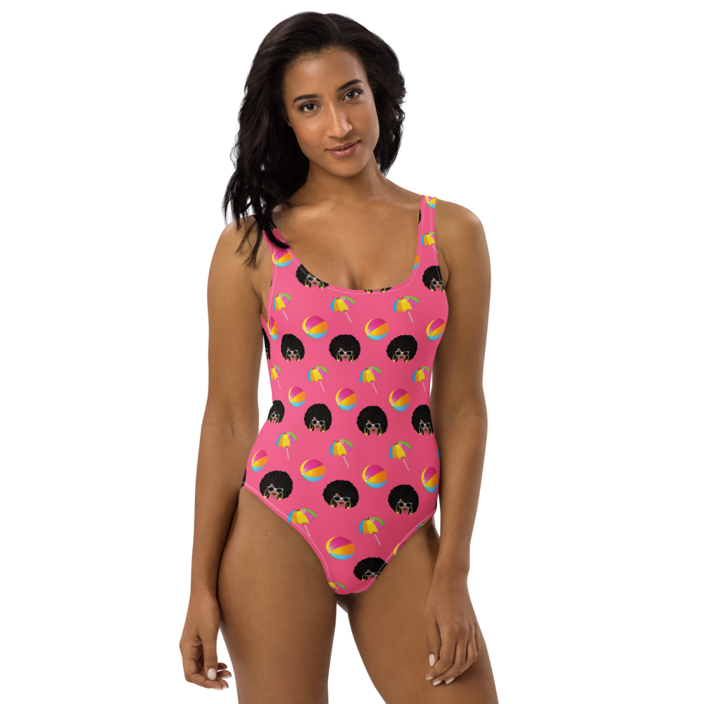 Chicy Girl Beach One-Piece Swimsuit in Brink Pink