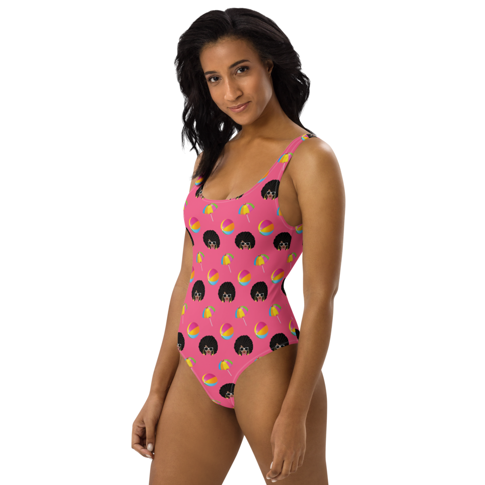 Chicy Girl Beach One-Piece Swimsuit in Brink Pink