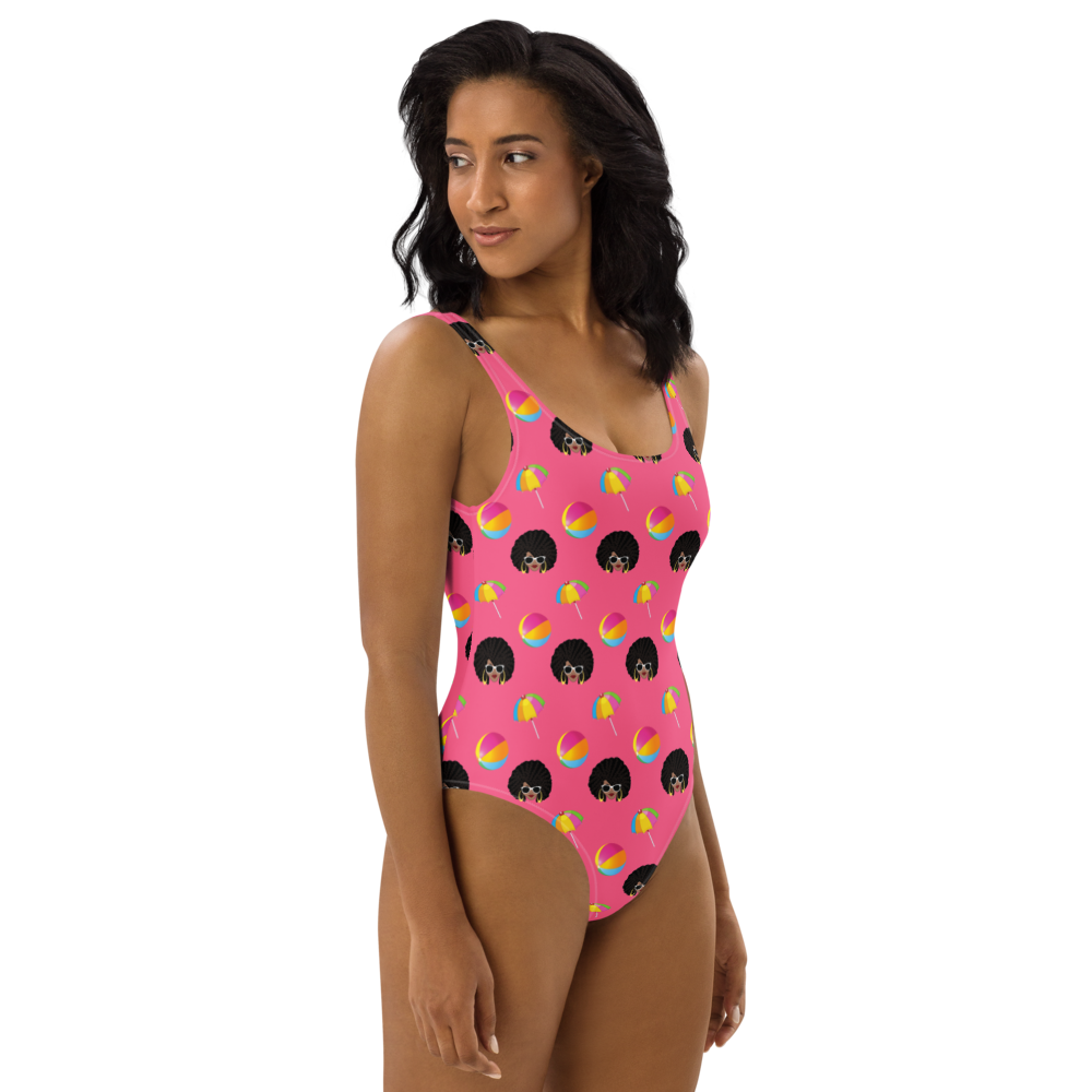 Chicy Girl Beach One-Piece Swimsuit in Brink Pink