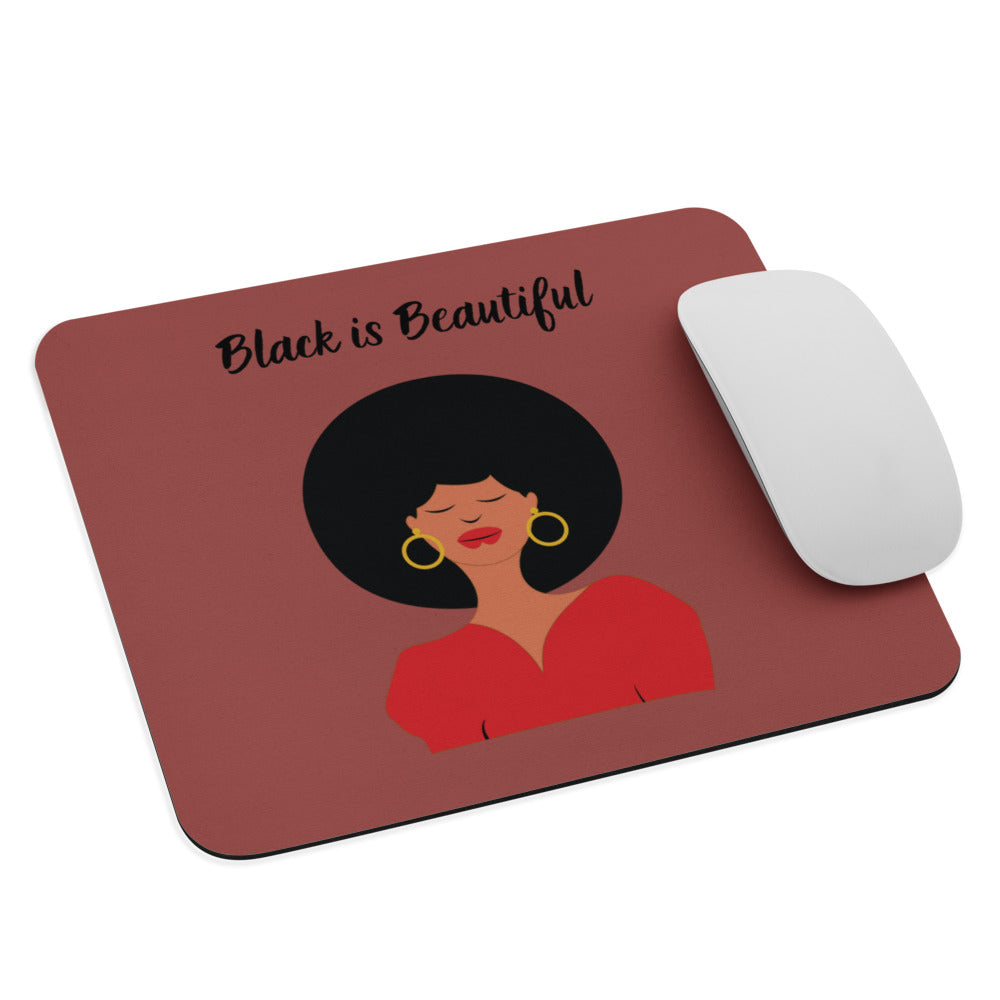 Black is Beautiful Mouse Pad in Roof Terracotta