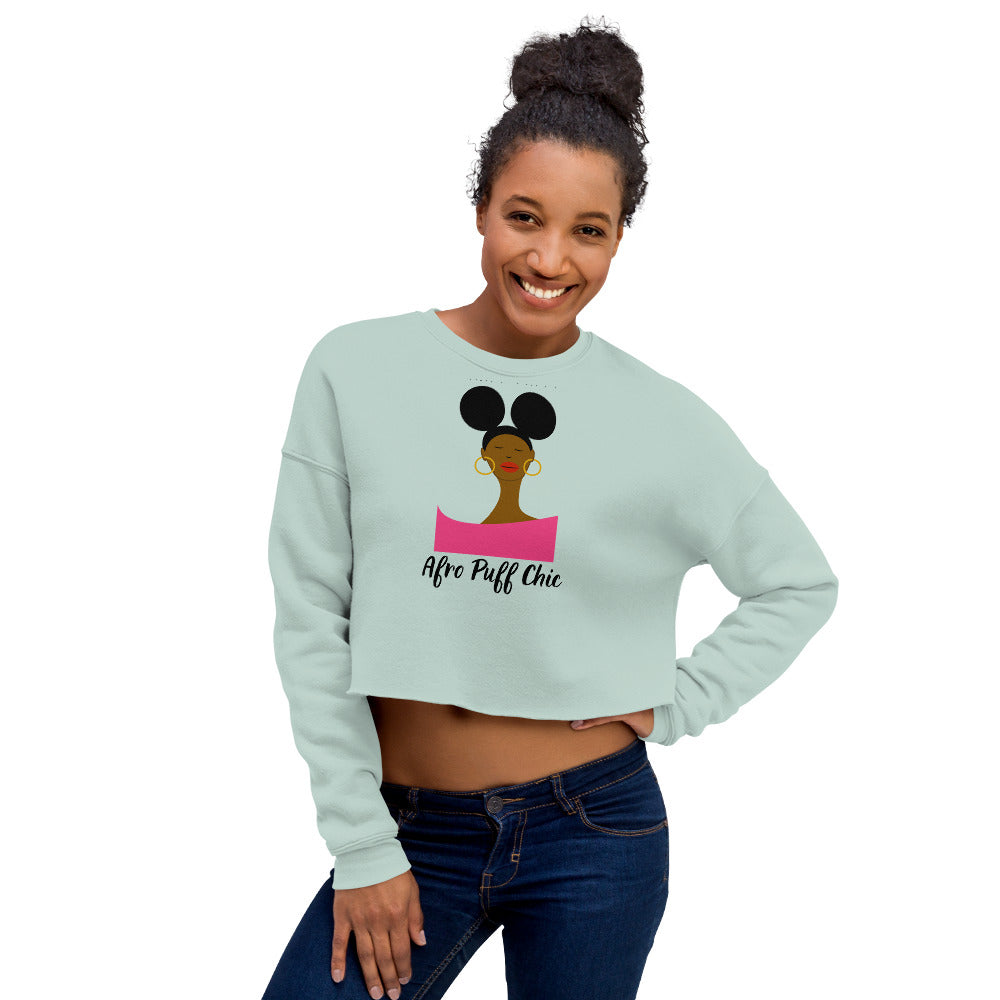 Afro Puff Chic Crop Sweatshirt