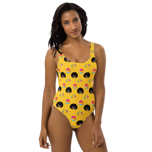 Chicy Girl Beach One-Piece Swimsuit in Yellow