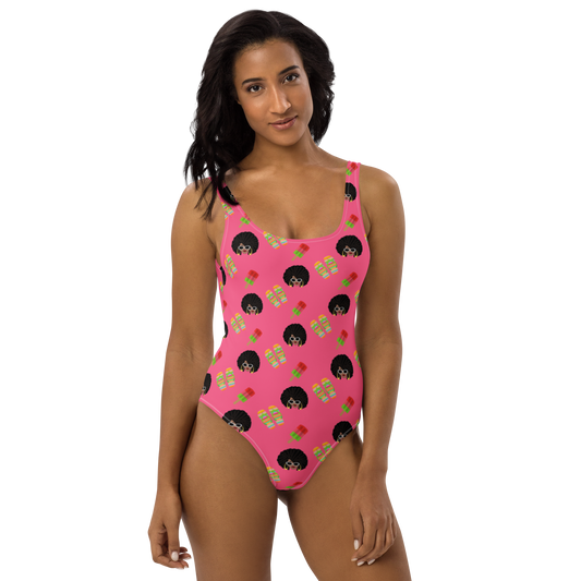 Chicy Girl Summer One-Piece Swimsuit in Brink Pink
