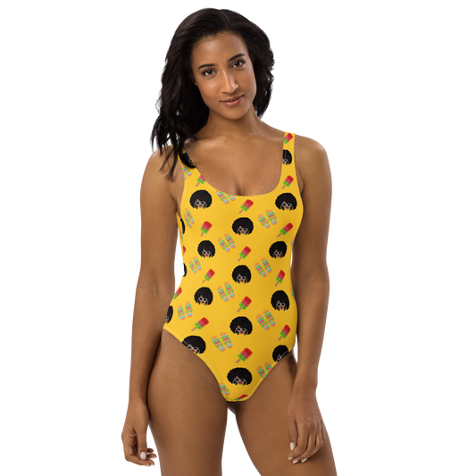 Chicy Girl Summer One-Piece Swimsuit in Yellow