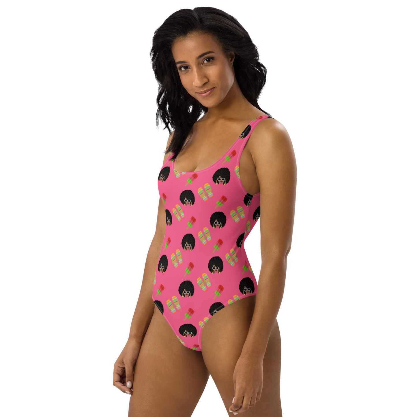 Chicy Girl Summer One-Piece Swimsuit in Brink Pink