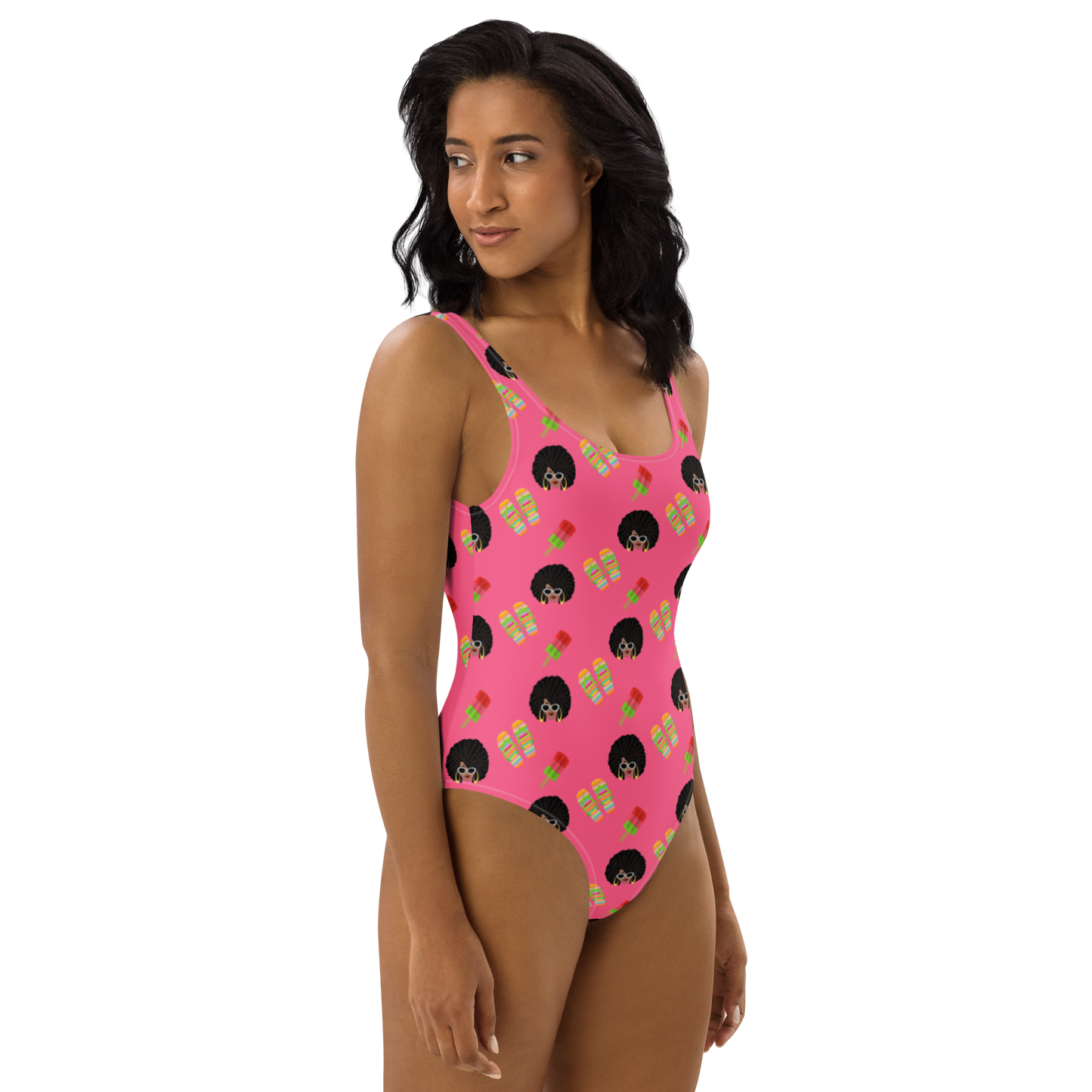 Chicy Girl Summer One-Piece Swimsuit in Brink Pink